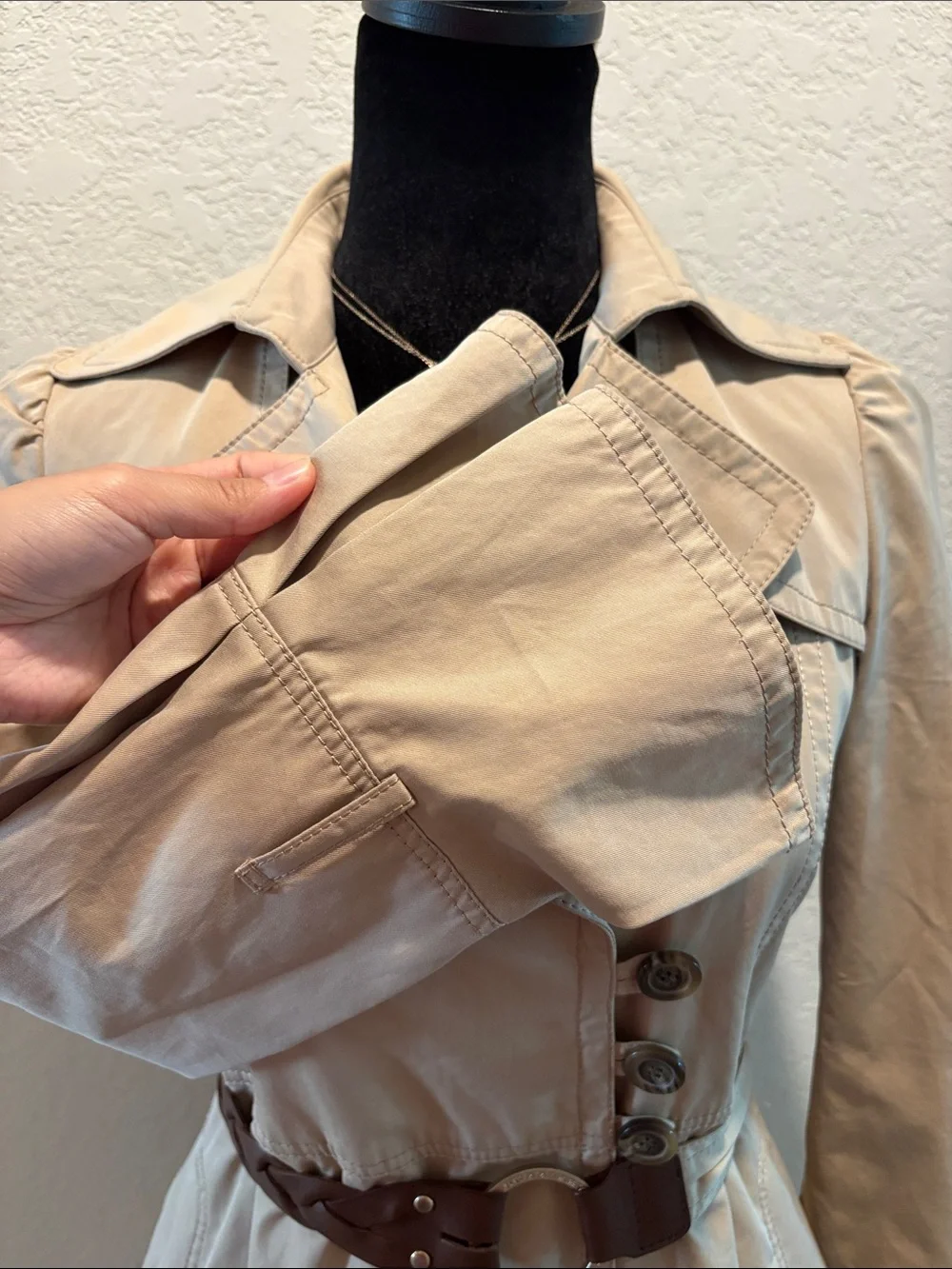 Burberry Size 36 (XS US) Trench Coat Khaki With Belt - Picture 4 of 14